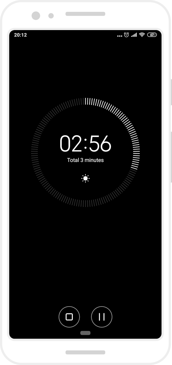 Screenshot of the stopwatch screen